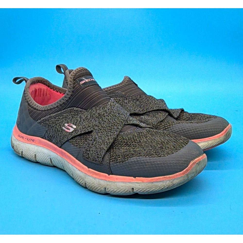 SKECHERS 12752 Slip-On Comfort Cushioned Walking Shoes Gray Pink Women 7M